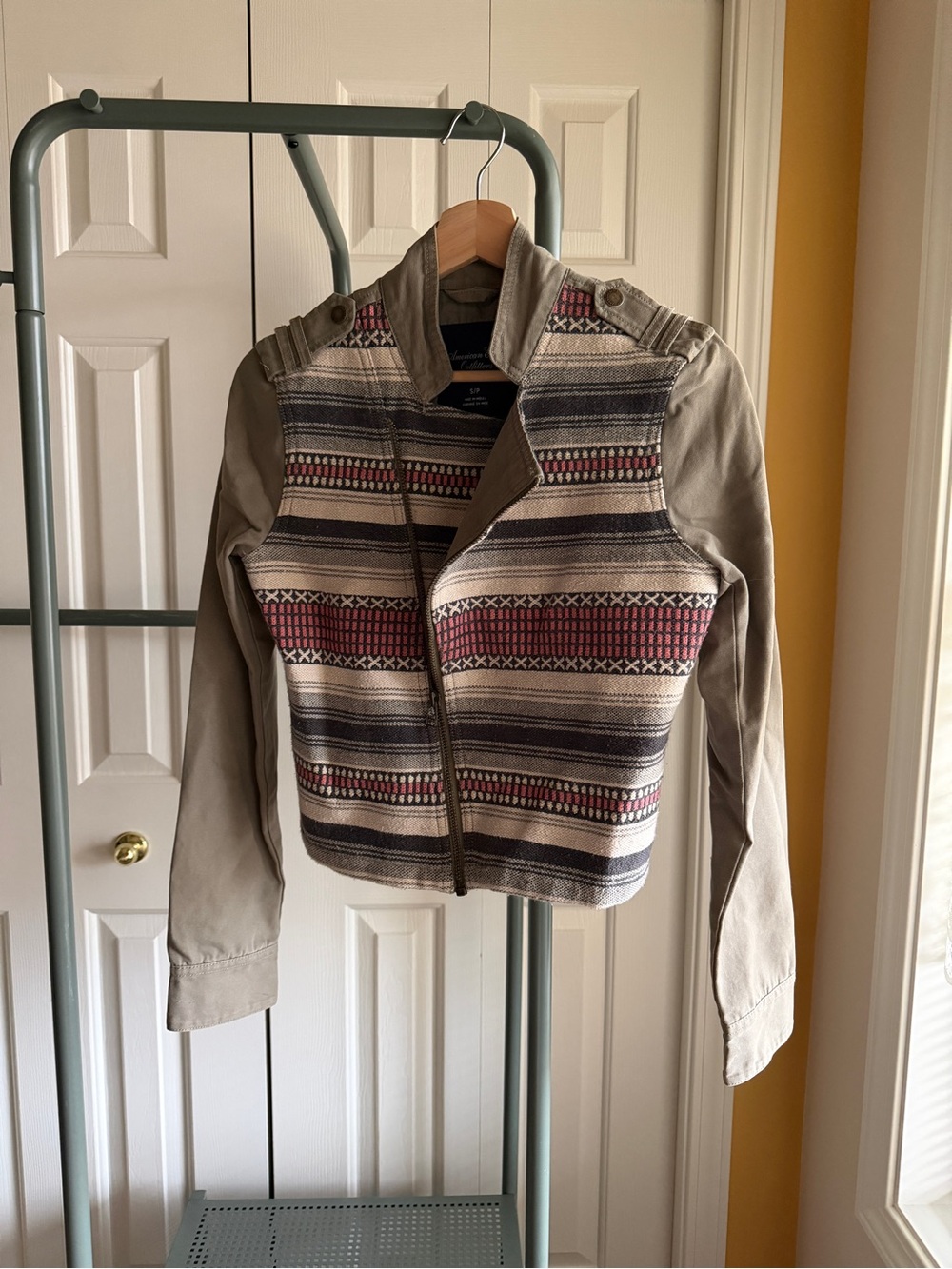 VTG American Eagle Patterned canvas motorcycle jacket